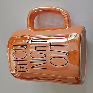 Rae Dunn "GHOULS NIGHT OUT" Iridescent Orange Farmhouse Halloween Ceramic Mug
